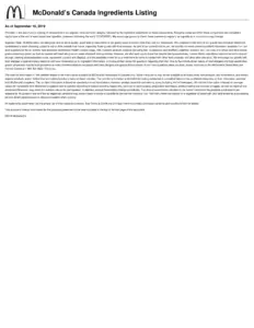McDonald's Ingredientslist CA