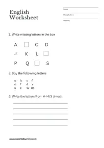 LKG English Worksheet