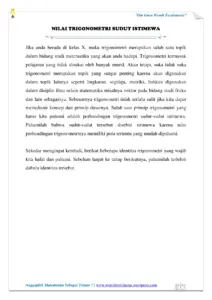 Nilai Trigonometri Sudut Istimewa