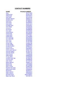 Contact Numbers Name Phone Number thumbnail