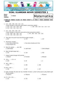 Soal UAS Matematika Kelas 2 SD Semester 1 (Ganjil) Dan Kunci Jawaban thumbnail
