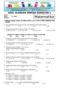Soal UTS Matematika Kelas 3 SD Semester 1 (Ganjil) Dan Kunci Jawaban thumbnail