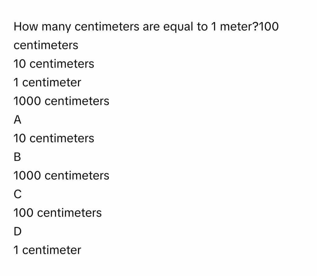 How many centimeters are equal to 1 meter?