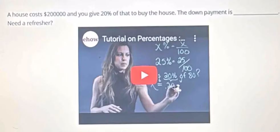 A house costs $200000 and you give 20% of that to buy the house. The…